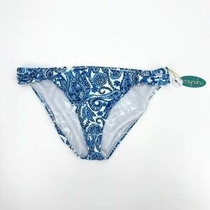 Mynah Blue White Paisley Floral Hipster Bikini Bottoms Strappy Sides XXL NEW